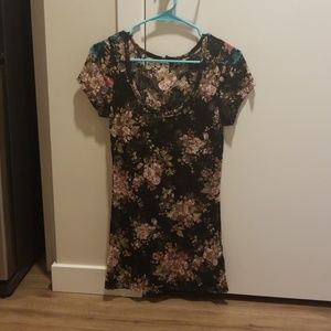 Black Floral Mesh T-shirt